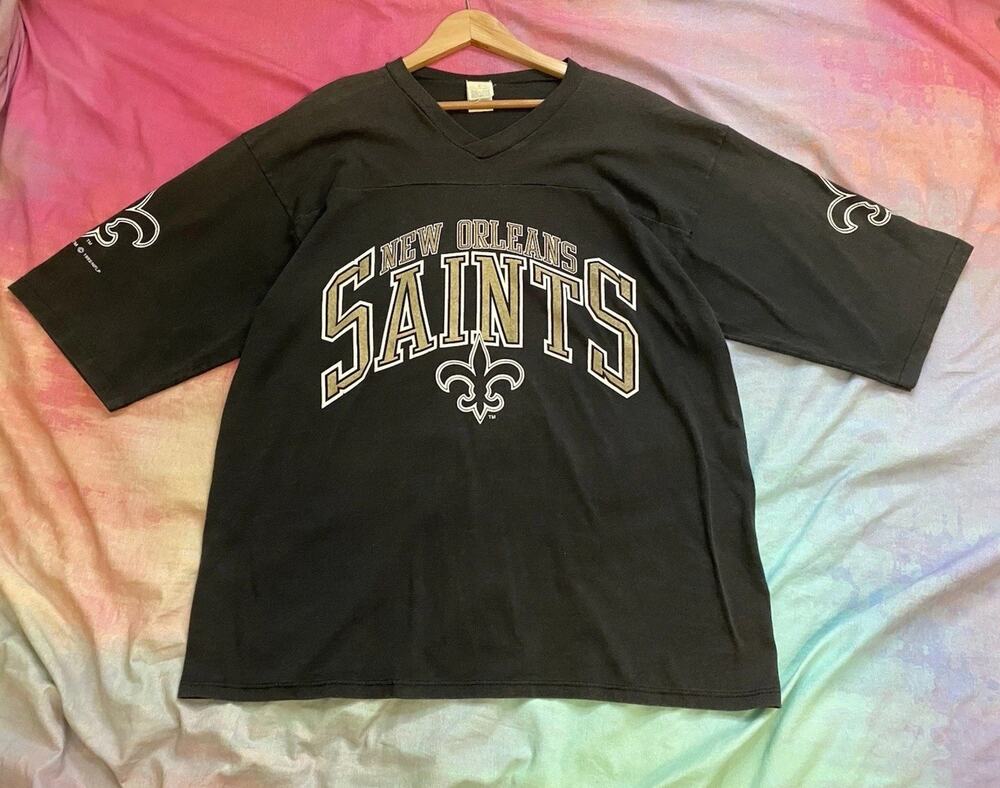 Vintage 90s New Orleans Saints Distressed Single Stitch Jersey T Shirt Size XL